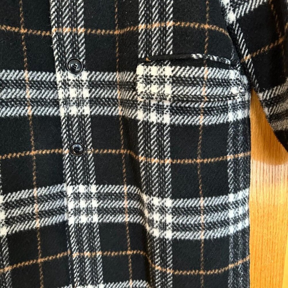 Gianni Feraud Oversized Black Plaid Checked Overcoat - Picture 3 of 7